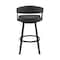 Armen Living Bronson 29" Bar Height Swivel Bar Stool in Black Finish and Black Faux Leather 721535761852 - alternate 8